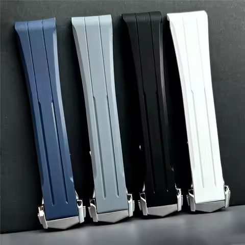 20mm Rubber Strap for Omega X Swatch MoonSwatch Folding Buckle Curved End Replacement Band Bracelet 
