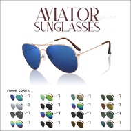 Classic Aviator Sunglasses UV Protection Mirrored Lens Metal Retro Shades Pouch Wiper