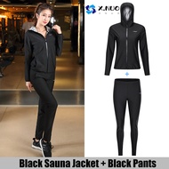 Hanqiaoxi Women Black Sauna Suit Gym Yoga Suit Women Outdoor Running Sportswear Sweat Suit