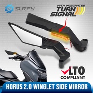 Horus Winglet Side Mirror 2.0 With Signal Light 28cm Large Full Alloy Adjustable Mirror Mount Walang