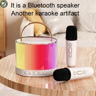 Boupower Wireless Speaker Portable Microphone Karaoke Machine LED Speaker With Carrying Handle For Home Kitchen Outdoor Travelling