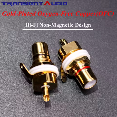 4pcs Solderable Gold-Plated Oxygen-Free Copper (OFC) RCA Jacks, Hi-Fi Audio Amplifier RCA Female Con
