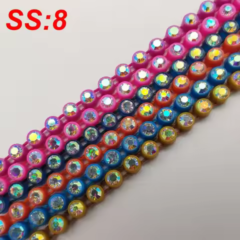 SS8 Rhinestone Trimmings Banding AB Crystal Strass 10Yards Chain