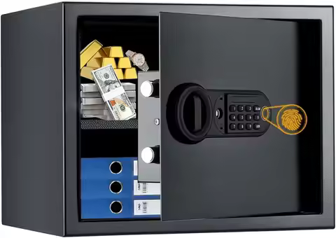 Safe Box Fingerprint Lock with Keypad and Key, Mute Mode, Personal Electronic Safe Box for Home Norm