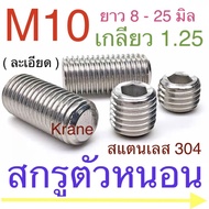 Stainless Steel Worm Screw M10 Thread 1.25 Length 8-25 Mm.