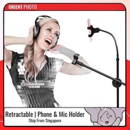 eDSLRs Professional Microphones Swing Boom Floor Stand Mic Stand With Mobile Phone Holder  Live Stre