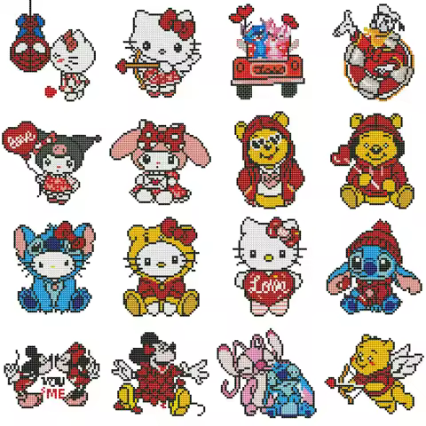 Sanrio Full Round Diamond Painting Cartoon Hello Kitty Full Diamond Mosaic Kuromi Home Decoration Ha