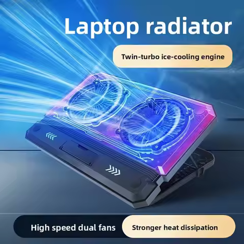 Gaming laptop air-cooled cooling pad bracket with dual fans supporting 17 inch laptop universal port