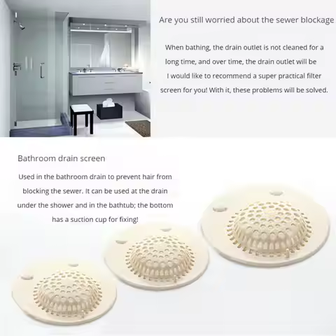 Sink Filter Deodorant Beige Kitchen Sewer Filter Reusable Floor Drain Silicone Hair Filter Anti-clog