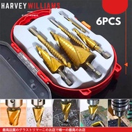 4mm-32mm 6Pcs Gerudi Step Drill Bit Set Titanium Coated Hex Shank HSS Drill Bit Cone Universal Hole 