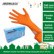 IRONskin Powder Free Nitrile Orange Disposable Glove M5.8g 100 Pcs cleaning multipurpose use