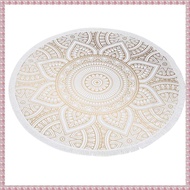 (WBNC) Round Microfiber Mandala Beach Towel Indian Hippie Boho Beach Towel with Tassels Oversized Wr