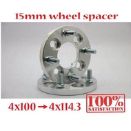 2Pcs Wheel Spacer 15mm 4x100 to 4x114.3 Proton Wira Satria Saga FLX Honda City Civic Jazz Vios Perod