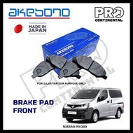 GENUINE AKEBONO NISSAN NV200 FRONT BRAKE PAD
