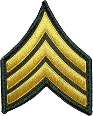 U.S. Army Sergeant E-5 Stripe Army Uniform Chevron Rank Sew on Iron on Arm Shoulder Embroidered Appl