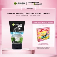 Garnier Men Oil Control Black Charcoal 3in1 Face Wash 100ml