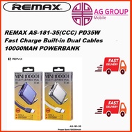 REMAX AS-181-35 CCC 10000mAh PD35W Fast Charge Built-in Dual Cables Smart Display  Powerbank