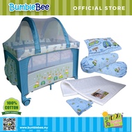 Bumble Bee 2 Levels Bassinet Playpen/ Playard/ Travel Cot with FREE NATURAL LATEX MATTRESS + Pillow and Bolster Set