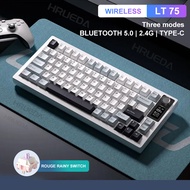 FHJIK Langtu คีย์บอร์ดแบบกลไก Lt75 3โหมด80แบบมีสาย/ไร้สาย/บลูทูธ PBT RGB ปะเก็นปรับแต่งคอมพิวเตอร์สำ