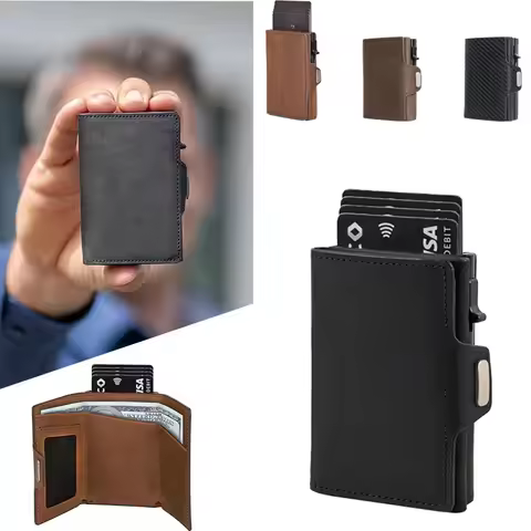 Pop-up Slim RFID Credit Card Wallet for Men Minimalist Card Holder Wallet with Coin Purse Cash Slot 
