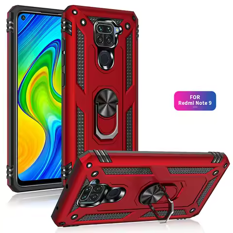 Shockproof for Xiaomi Redmi Note 9 Case Military Armor Drop Protective Ring Holder Magnet Phone Case