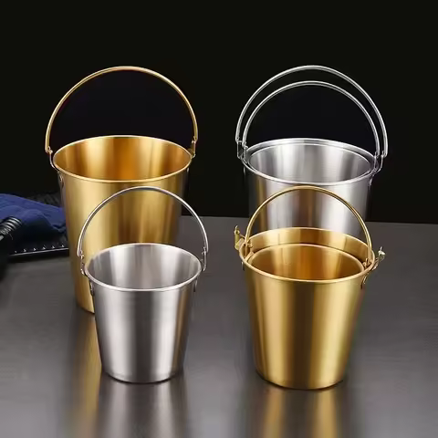 Stainless Steel Ice Bucket Bar Party Ice Bucket Golden Beer Barrel Champagne Bucket Cooling Barrel S