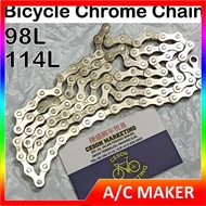 Chrome Colour Bicycle Chain Rantai Basikal Warna colorful Fixie BMX Laja 98 Links Quality 114L singl