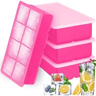 DHONI Marvellous Extra Large 8 Grid Silicone Ice Cube Tray With Lids, Versatile,Romantic &Charming P