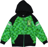 Minecraft Boys Creeper Pixel Blocks Sherpa Fleece Lined Full-Zip Hoodie Jacket