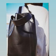 simple.she 大容量真皮背包 單肩包 深藍/灰/卡其