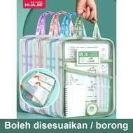 Beg plastik file transparan dengan tali tangan jenis L, bukaan besar dengan zip, beg untuk memegang 