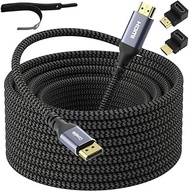 4K DisplayPort to HDMI Cable 4FT, 4K@60Hz HDR, High Speed Active Display Port to HDMI Cable UHD Converter, Uni-Directional Braided Cord, Support 4K@60Hz 2K@120Hz 1080P for HDTV, Monitor, Projector