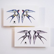 迷你水彩動物刺青紋身貼紙復古雀鳥燕子飛翔羽毛翅膀插畫自由精緻