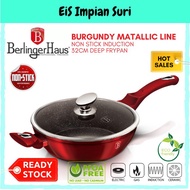 (Ready Stock) (BH-1261N) Berlinger Haus 32cm Induction Deep Frying Pan with Lid - Burgundy Metallic 