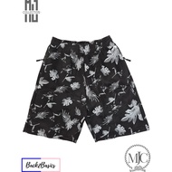 Men's Cotton Casual Shorts | Summer Jogger Shorts Tropical Print w/ 2 Zippered Pockets 8001
