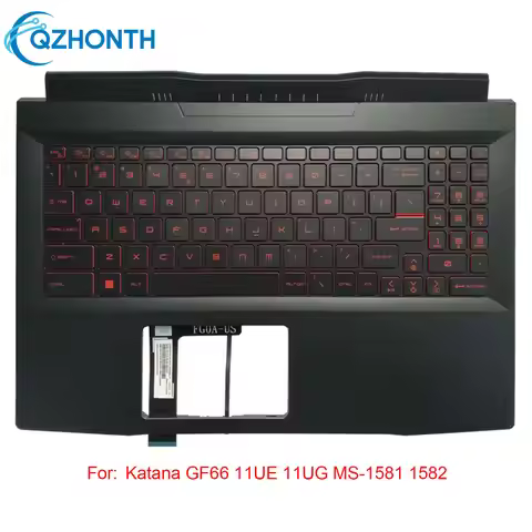 New Palmrest Upper Case For MSI Katana GF66 11UE 11UG MS-1581 1582 with US Backlit Keyboard (Black) 
