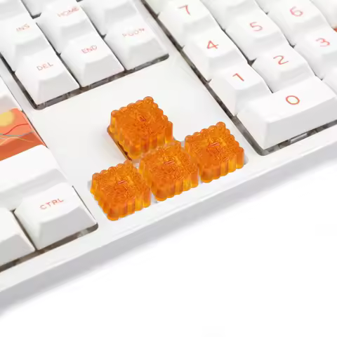 YMDK Cute Mooncake Theme 1pcs 4pcs Food Keycap Shine Through Personalized Custom Resin Keycaps for M