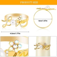 8 PCS Love Napkin Rings Rhinestone and Pearl Napkin Rings Sp