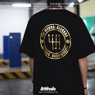 New ATTITUDE Japan JDM modified car player manual gear short sleeve printed T-shirt