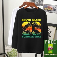  South beach 93 grafik baju 3xl t-shirt lengan panjang perempuan viral women men cotton/Plus Size/long sleeves