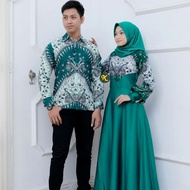 batik couple gamis terbaru kombinasi polos couple gamis syar'i - kmj panjang c l