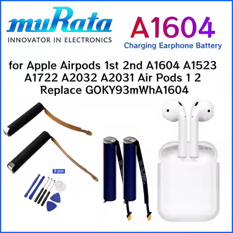 1-100PCS Original Battery GOKY93mWh A1604 for Apple Airpods 1st 2nd A1604 A1523 A1722 A2032 A2031 Ai