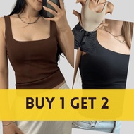DM Buy 1, Get 2 FREE! Square Neck Double-Lined Tank Tops (3pcs Total) Basic Sando