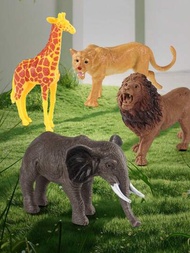 1入組叢林野生動物仿真模型玩具,手繪動物玩具,含老虎、獅子、大象、河馬、長頸鹿、斑馬、棕熊等,可學習野生動物,是一份很棒的家庭禮物