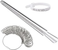27 PCS Ring Size Kit, Ring Sizer Gauge Set Ring Mandrel US Size 0-13 Finger Measurement Scales Kit Jewelry Tools for Ring Size Measuring Rings Diameters Metal(White)