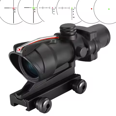 Tactical 4X32 Scope Sight 1x32 Optical Scope Fiber Optics Airsoft 4x Magnifier Cross Chevron Glass E