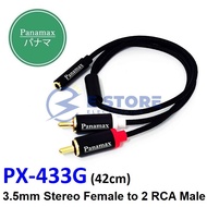 Panamax 42cm Gold Plated Y Splitter 3.5mm Stereo Female to 2 RCA Male Cable - PX-433G/42CM