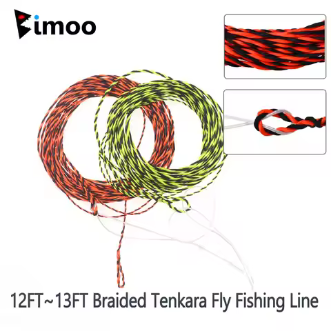 Bimoo 12FT 13FT 20LB Braided Fly Line Tenkara Fly Fishing Line Polyester Furled Leader 7cm Transitio