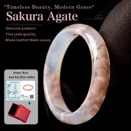 Summer Original Sakura Agate Jade Bangle Jadeite Bracelet Design Elegant Bracelet with Gift Box Auth