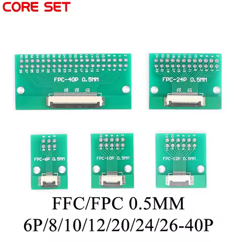 5pcs FPC FFC Cable 6 8 10 12 14 20 30 40 PIN 0.5mm pitch Connector SMT Adapter to 2.54 mm 1.0 inch p